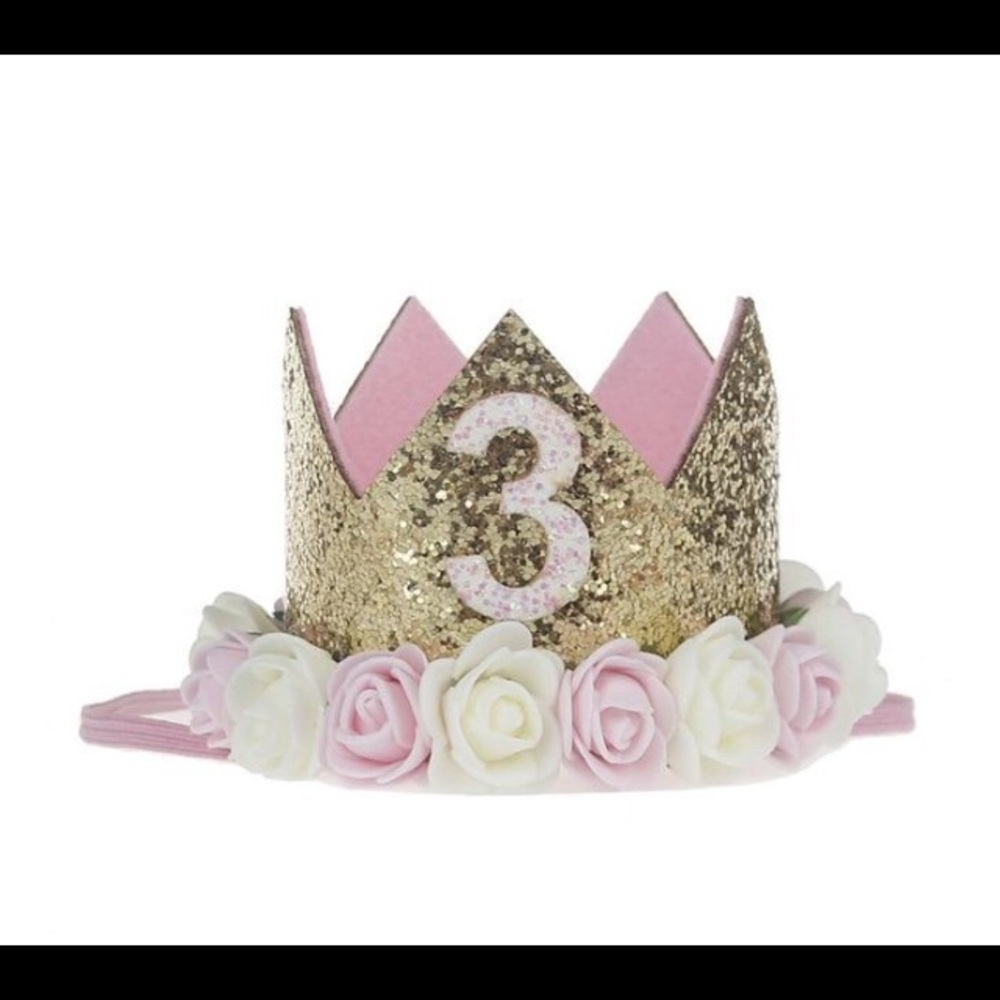 Girls Baby Toddler Glitter Birthday Crown